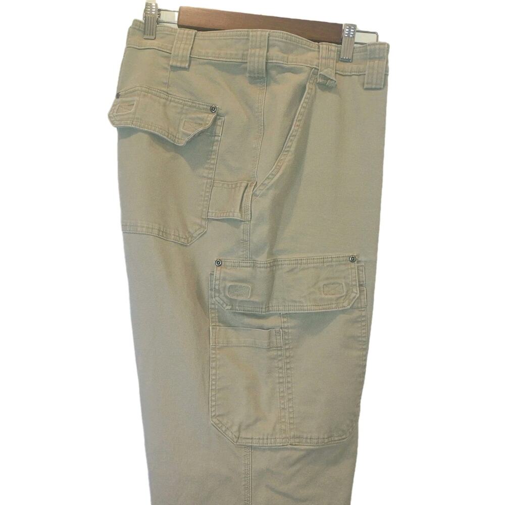 Duluth Trading Mens Flex Fire Hose Stretch Cargo Work Pants 42x30 Light Khaki - Picture 4 of 10